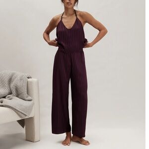 LUNYA BNWT Washable Silk Cami Pant Set in Vintage Merlot Jacquard Size S